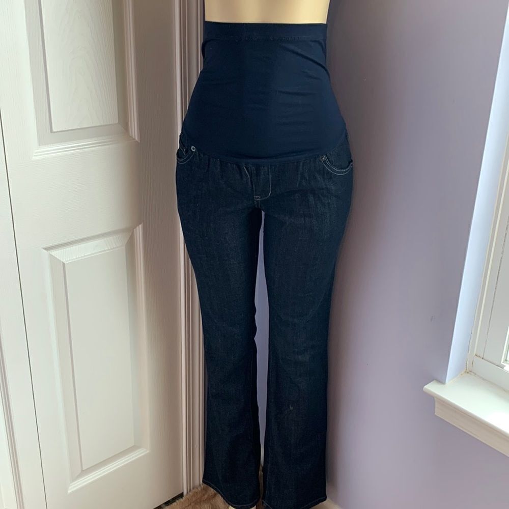 Liz Lange Maternity Full Panel Jeans Dk Blue Denim 6